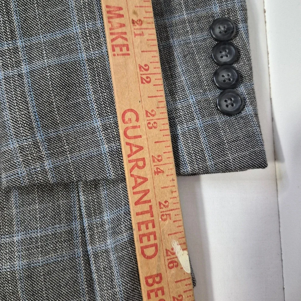Pronto Uomo Platinum Blazer Mens 38R Gray Plaid Wool Blend Two Button Sport Coat